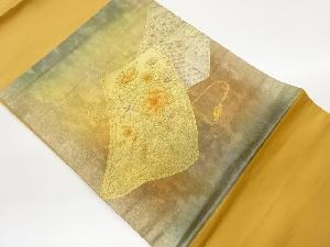 引箔花葉模様刺繍名古屋帯